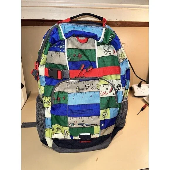 Lands End Kids Backpack Rulers Monsters Baseball Soccer Double Zippered - Picture 2 of 16